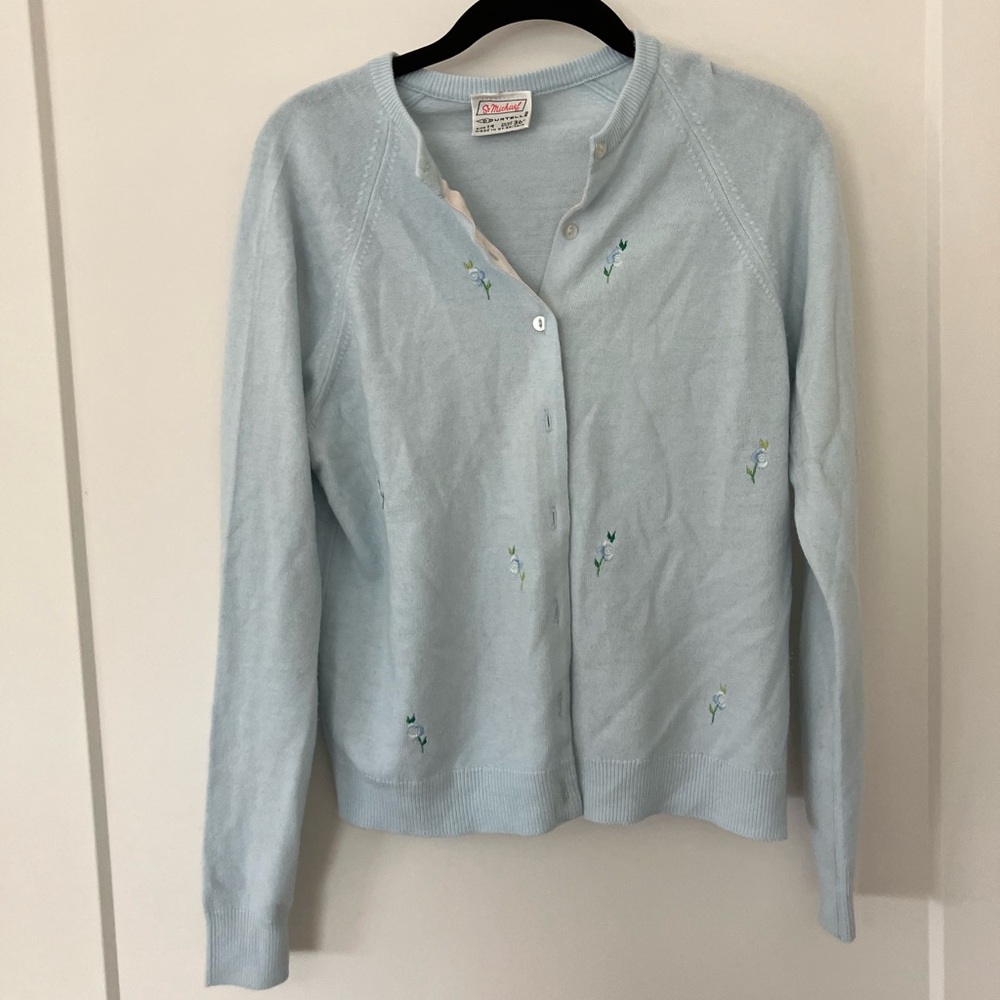 50s 60s Vintage Pastel Baby Blue Cardigan